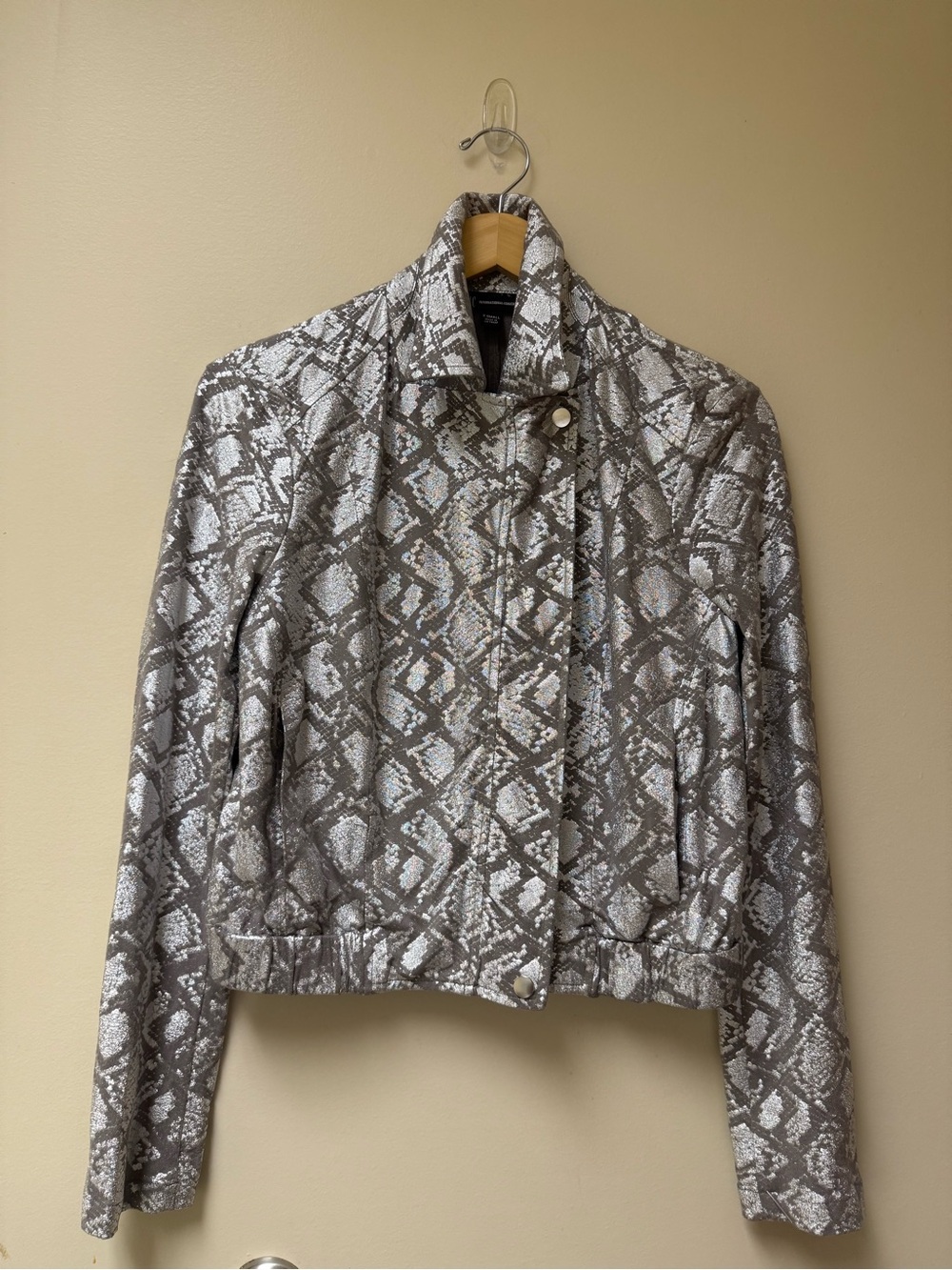 INC International Concepts Gray Snake-Print Cropped Jacket⚪️